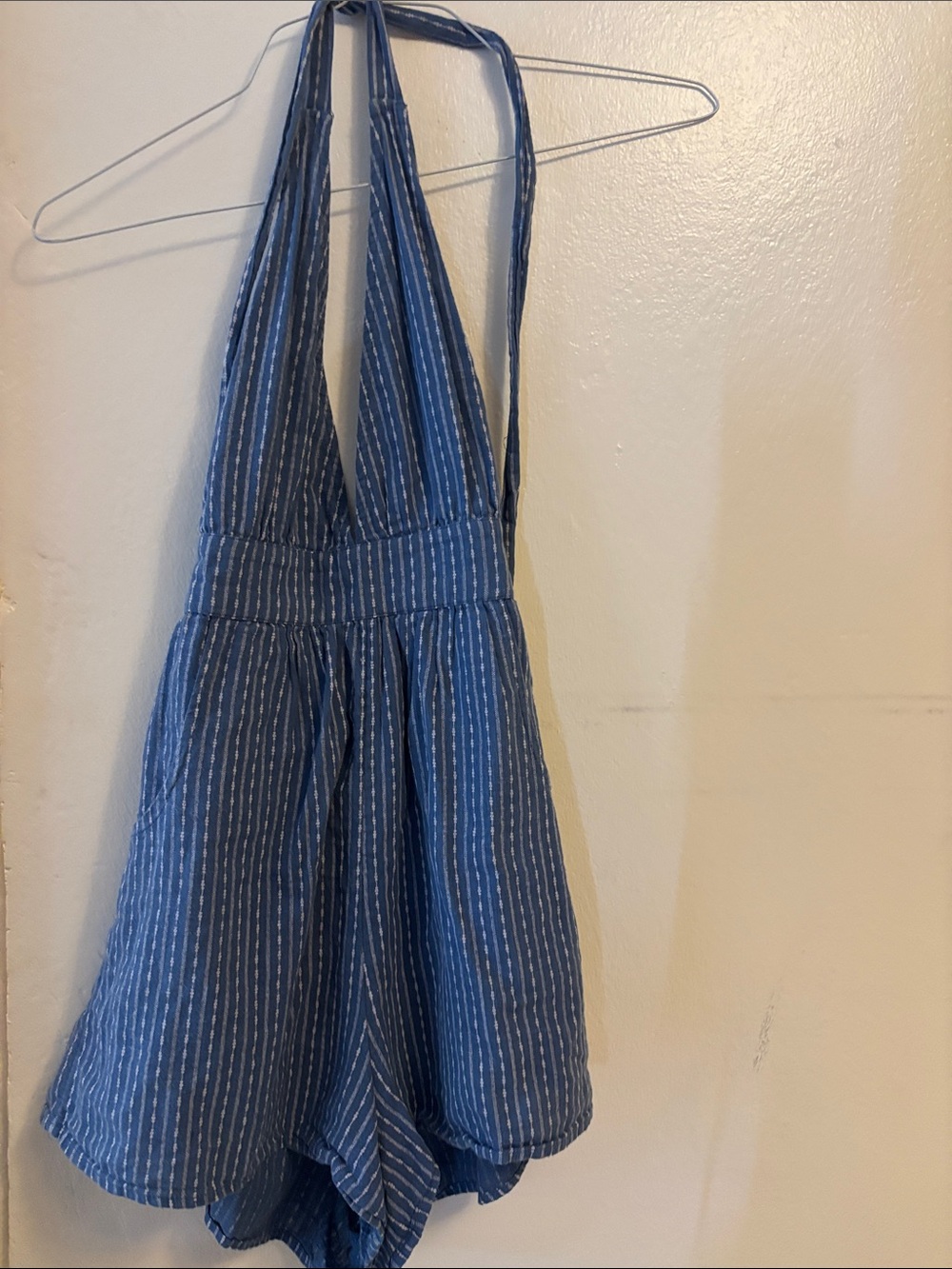 O'Neill Blue Striped Halter Romper